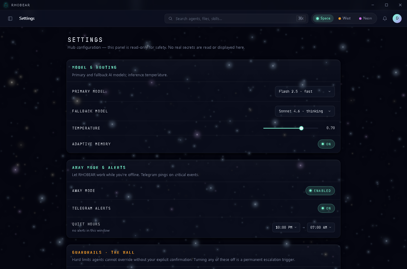 Settings — gates and scopes
