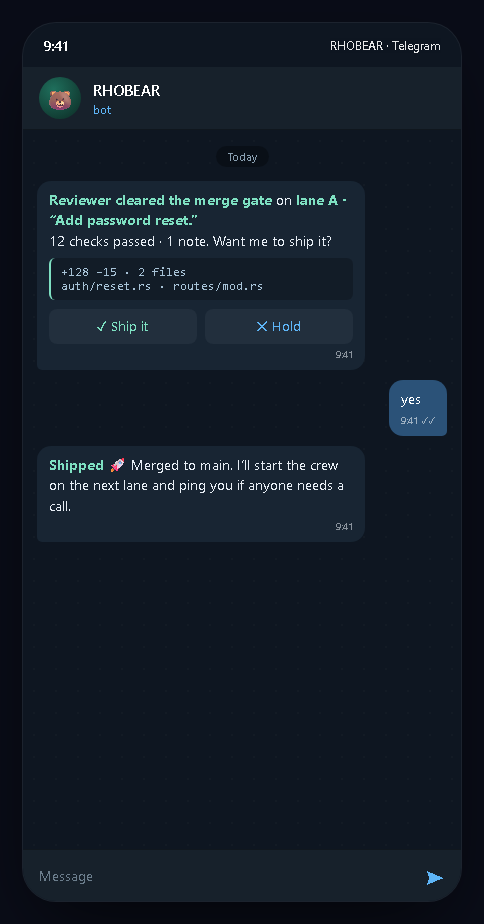 Telegram — approve a merge from your phone